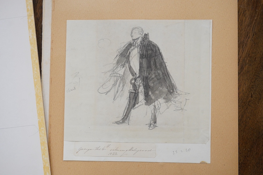 David Wilkie (1785-1841), ink and wash, George IV at Holyrood, 1822, The Folio Society label verso, mounted, unframed, 15.5 x 12cm. Condition - good